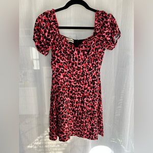PULL&BEAR Pink Cheetah Print Mini Dress